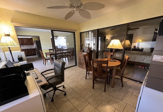 dining area featuring ceiling fan