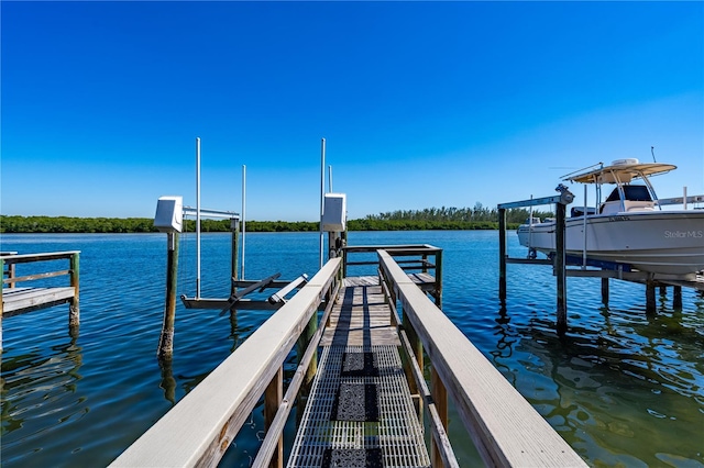 dock area featuring a water view