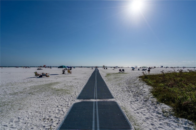 view of water feature featuring a beach view