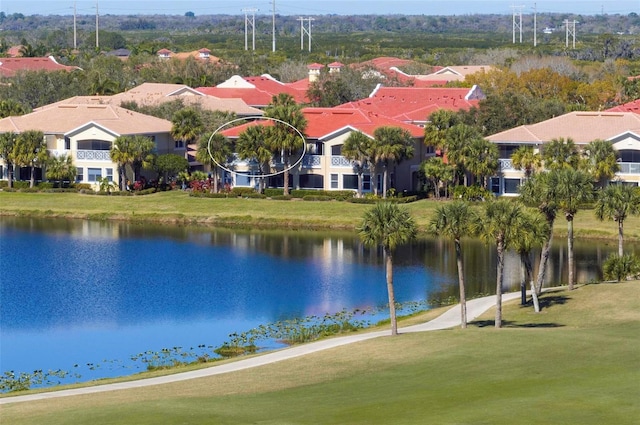 exterior space featuring a water view