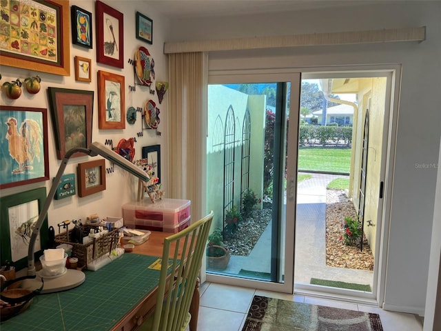 view of tiled dining space