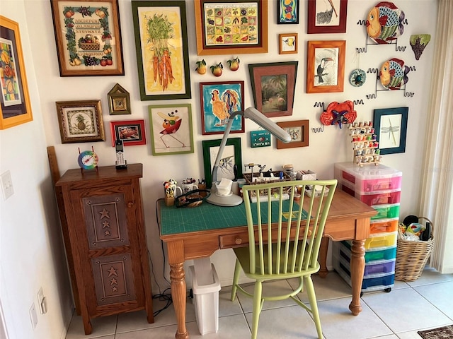 recreation room featuring tile floors