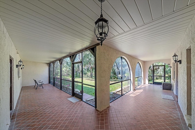 view of unfurnished sunroom