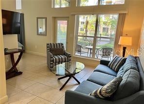 view of tiled living room