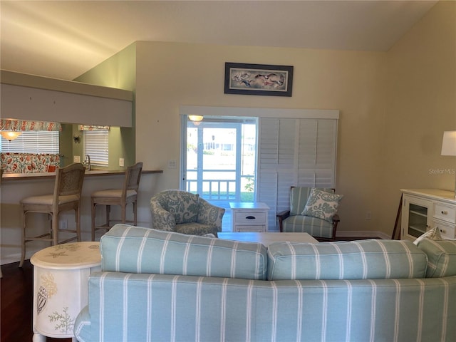 living room with hardwood / wood-style floors