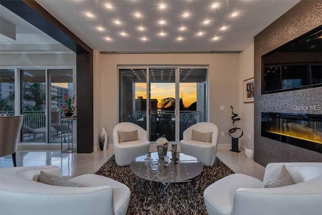 living room with light tile floors