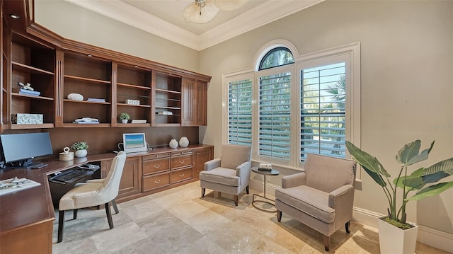 office featuring ornamental molding