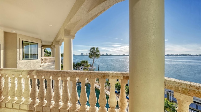 balcony with a water view