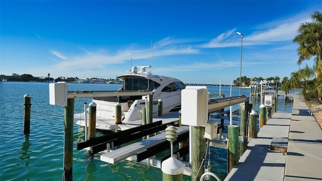 dock area with a water view