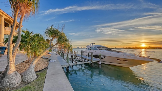 view of dock featuring a water view