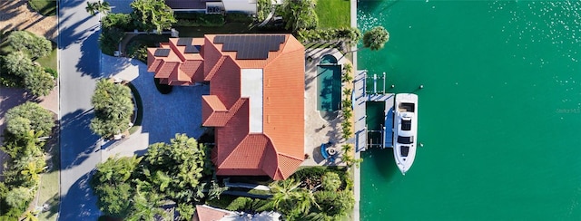 bird's eye view featuring a water view