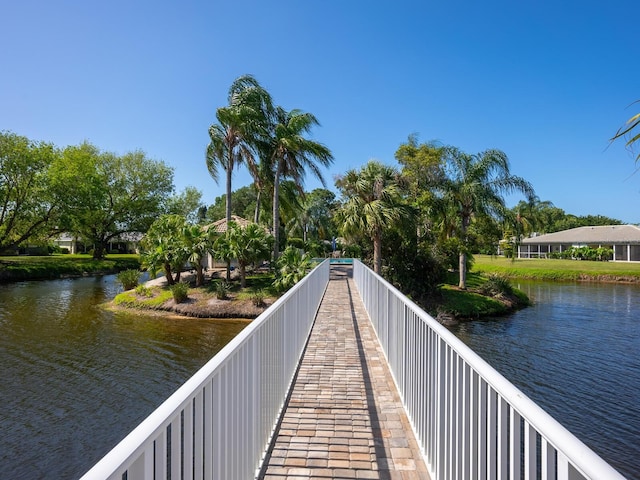 view of dock featuring a water view