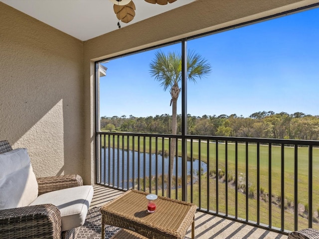 balcony with a water view