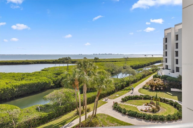 view of property's community with a water view