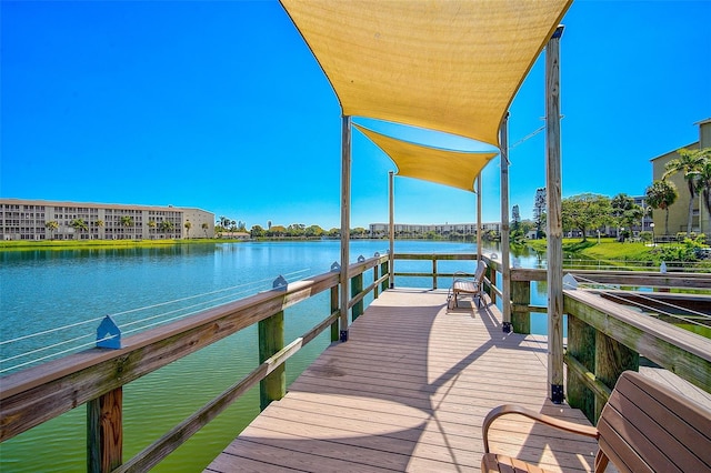 view of dock featuring a water view