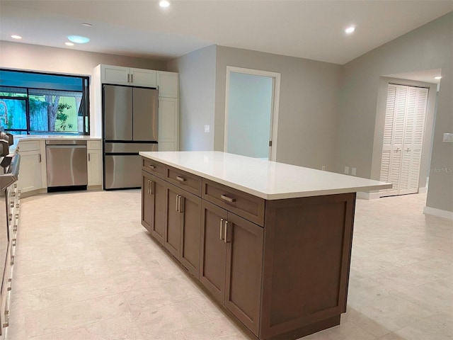 kitchen with a center island and appliances with stainless steel finishes