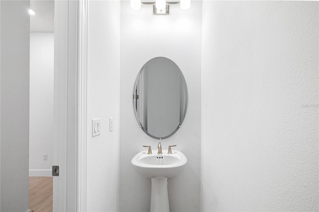 bathroom featuring wood-type flooring