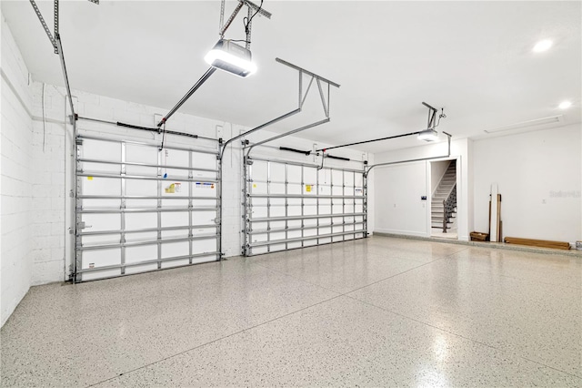 garage with a garage door opener