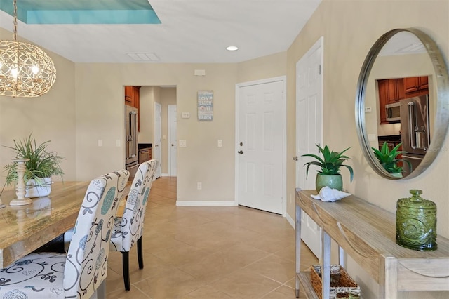 view of tiled dining space