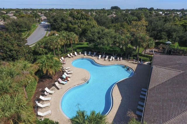 view of pool featuring a patio area