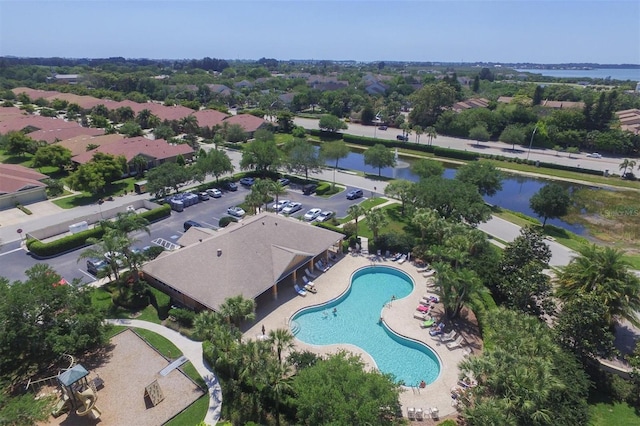 bird's eye view featuring a water view