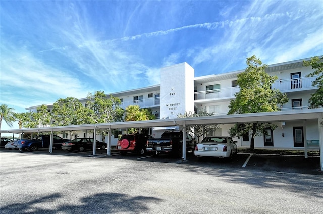 view of parking with a carport