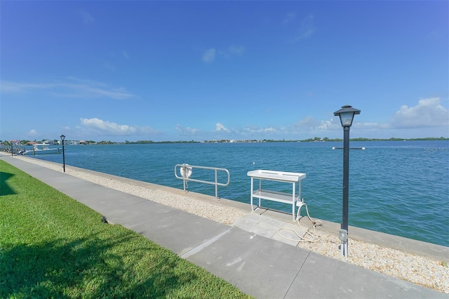 view of dock featuring a water view