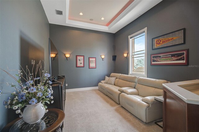 interior space with a tray ceiling