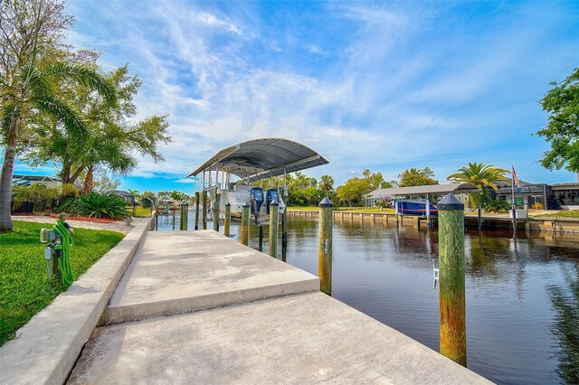 view of dock featuring a water view