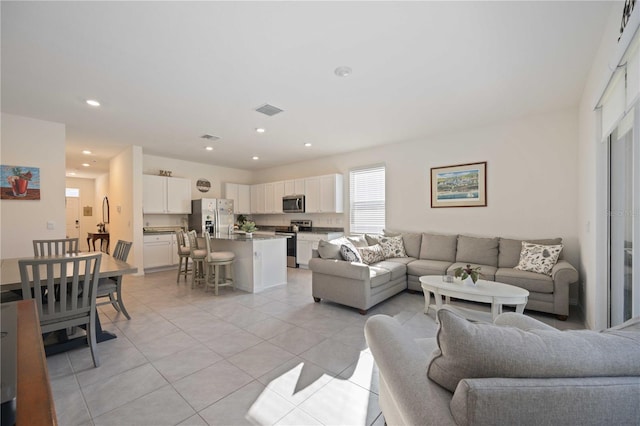 view of tiled living room