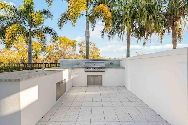 view of patio featuring grilling area and exterior kitchen