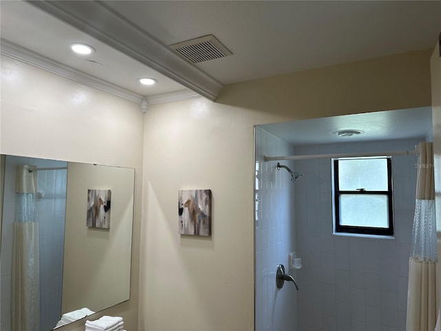 bathroom with crown molding