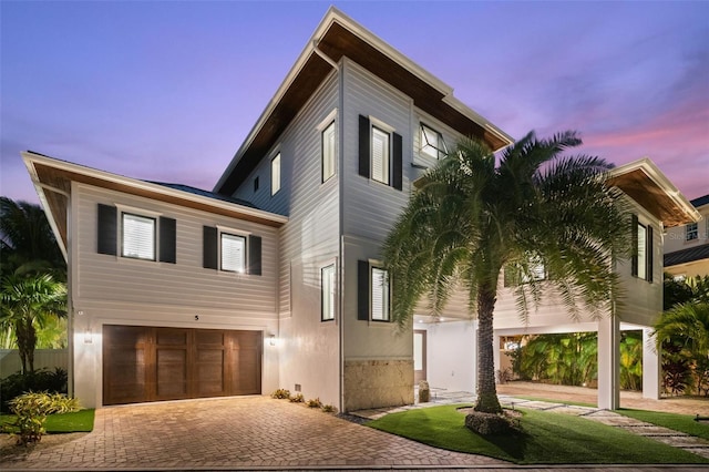 modern home featuring a garage