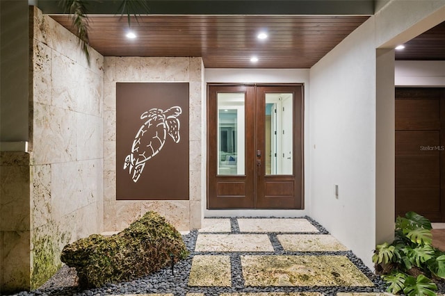 property entrance with french doors