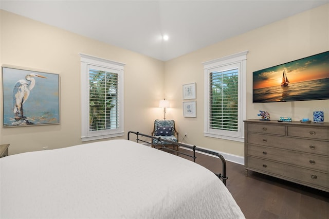 bedroom featuring dark hardwood / wood-style floors