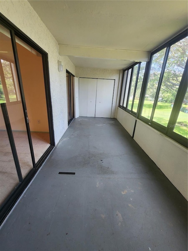 view of unfurnished sunroom