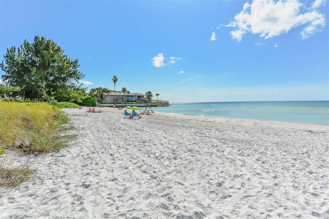 property view of water featuring a view of the beach