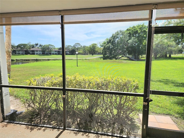 view of yard with a water view