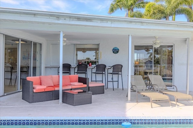 view of patio / terrace with an outdoor hangout area and ceiling fan