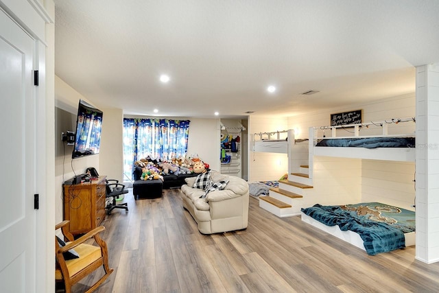 living room with light wood-type flooring