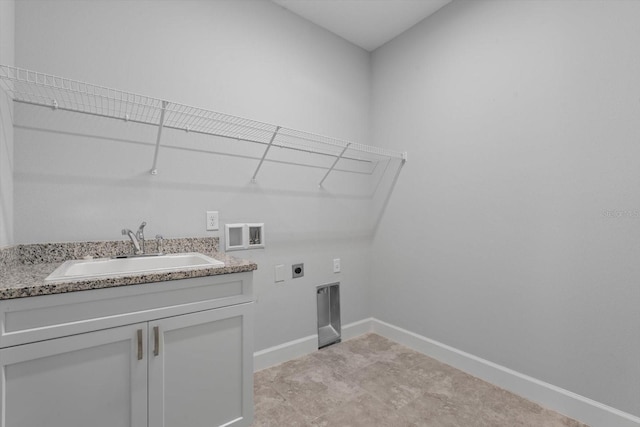 laundry room with hookup for an electric dryer, sink, and washer hookup