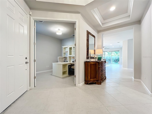 hallway featuring light tile patterned floors