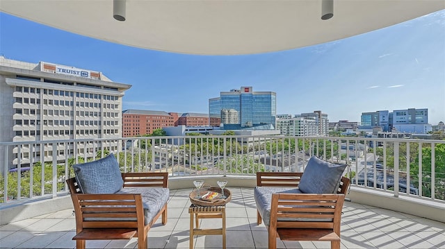 balcony featuring a fire pit