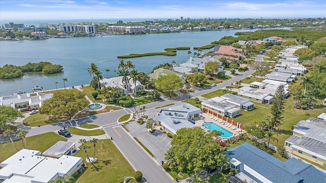 bird's eye view featuring a water view