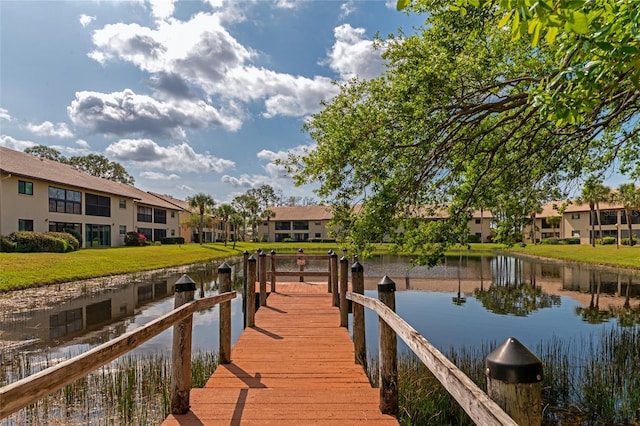 view of dock featuring a water view