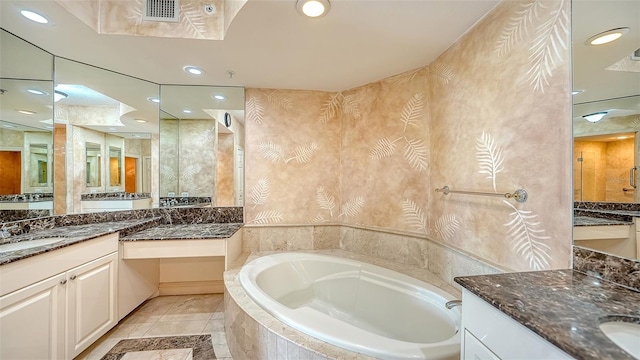 401 N Point Rd Unit 301, Osprey, FL 34229 - bathroom with tile flooring, large vanity, and tiled bath
