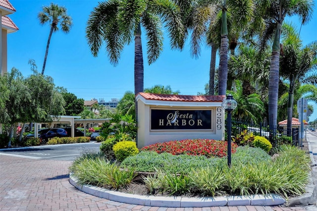 view of community sign