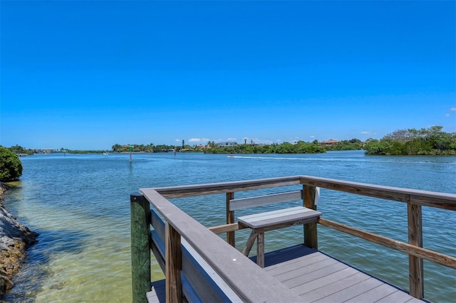 view of dock featuring a water view