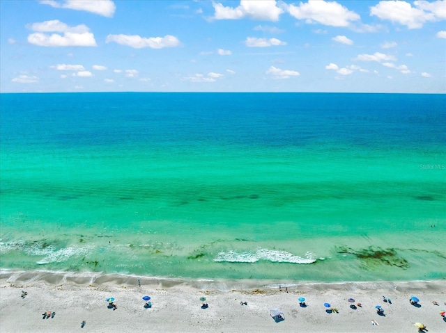 view of water feature with a view of the beach