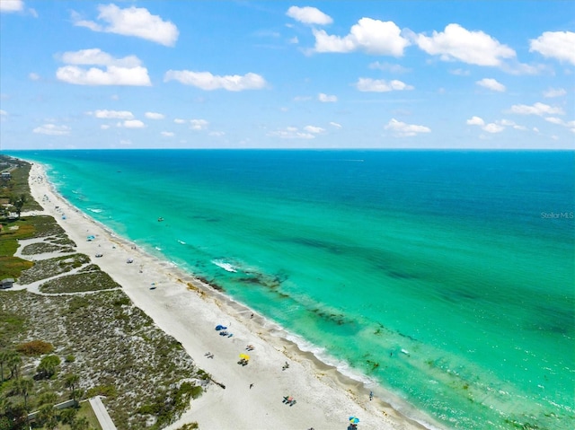 property view of water featuring a beach view